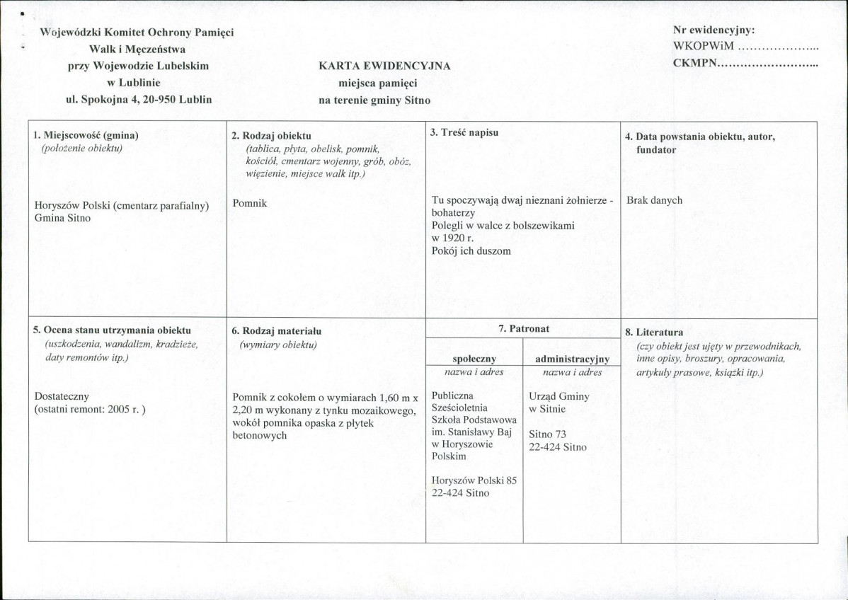 karta ewidencyjna, skan nr 1