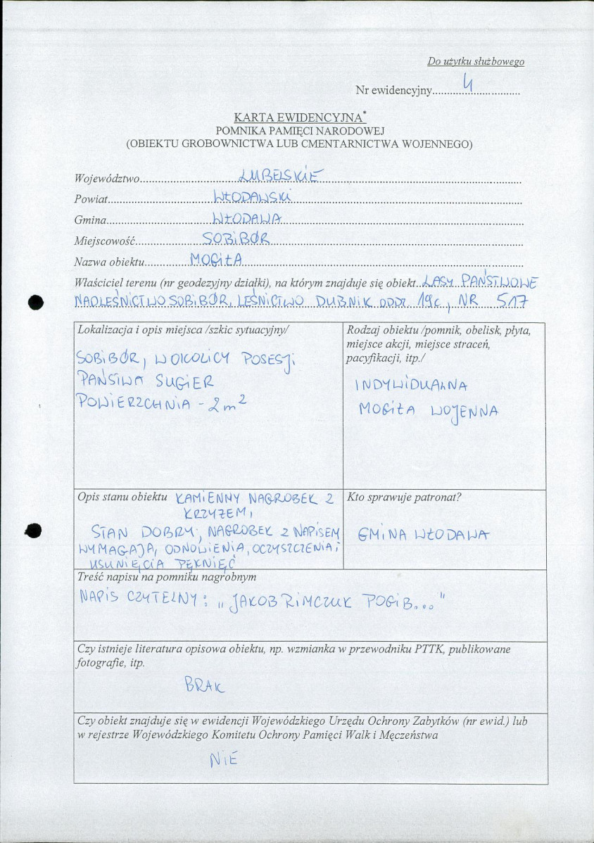 karta ewidencyjna, skan nr 1