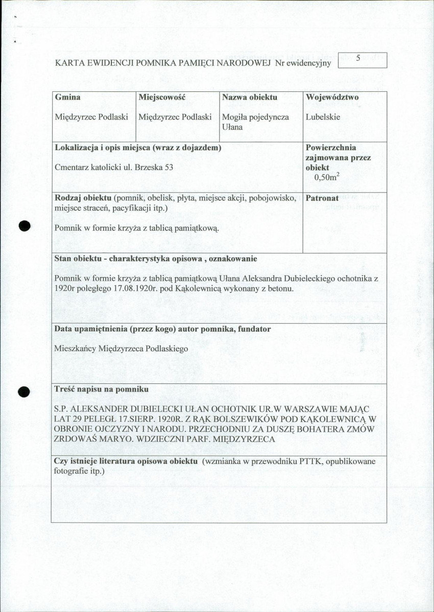 karta ewidencyjna, skan nr 1