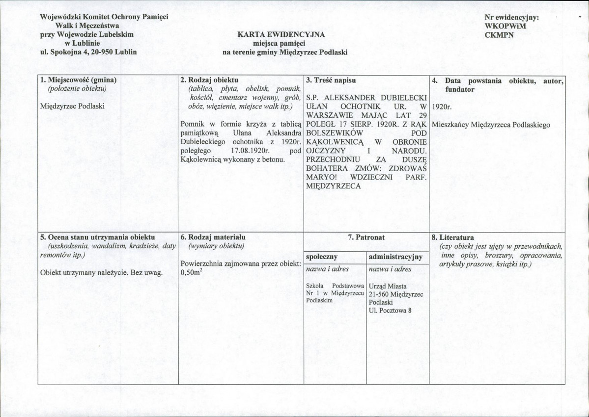 karta ewidencyjna, skan nr 1