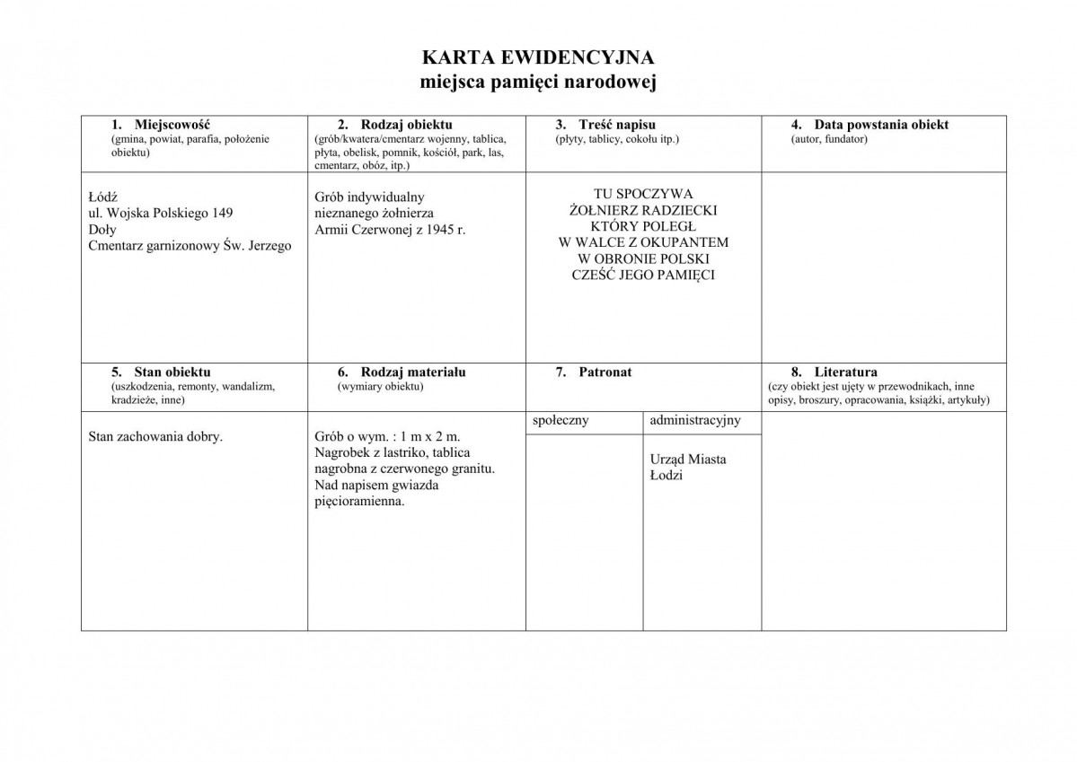 karta ewidencyjna, skan nr 1
