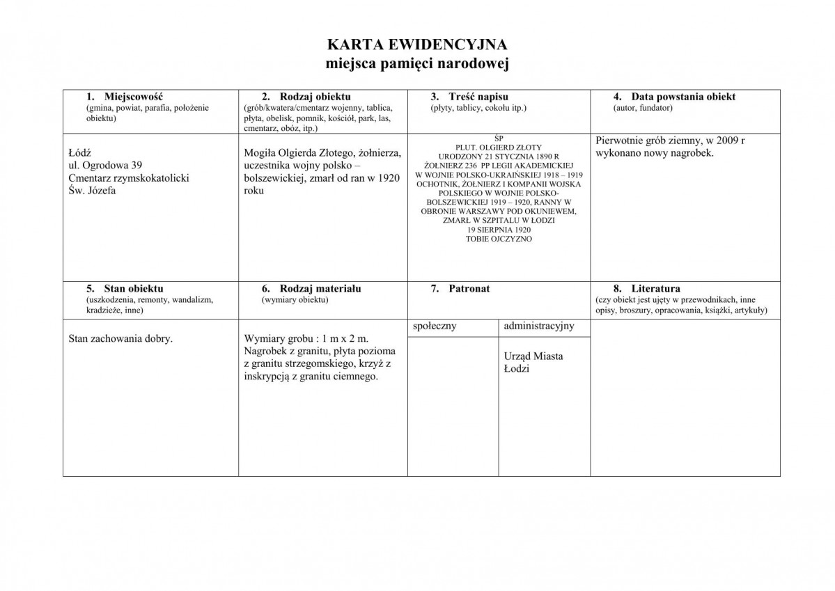 karta ewidencyjna, skan nr 1