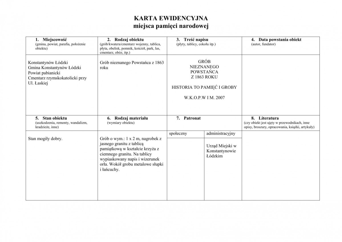 karta ewidencyjna, skan nr 1