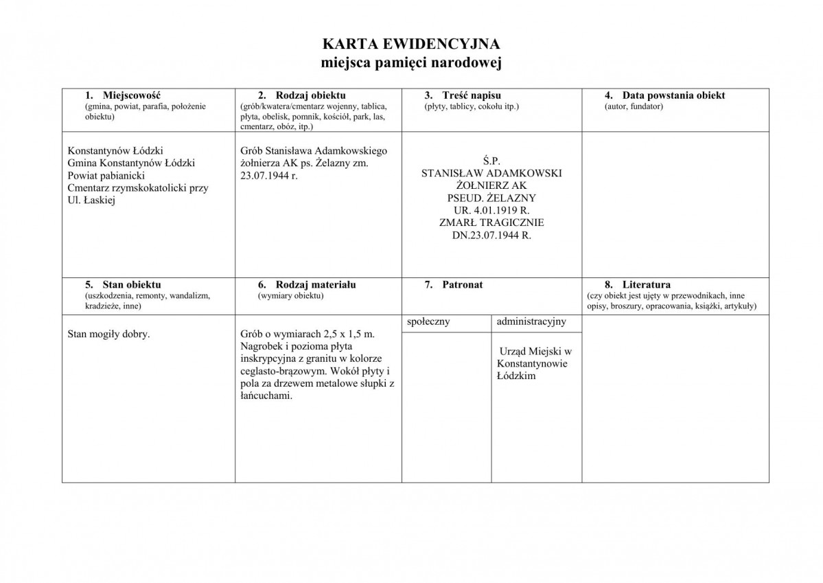 karta ewidencyjna, skan nr 1