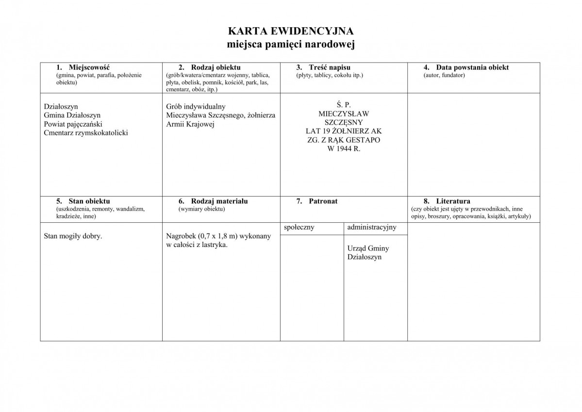 karta ewidencyjna, skan nr 1