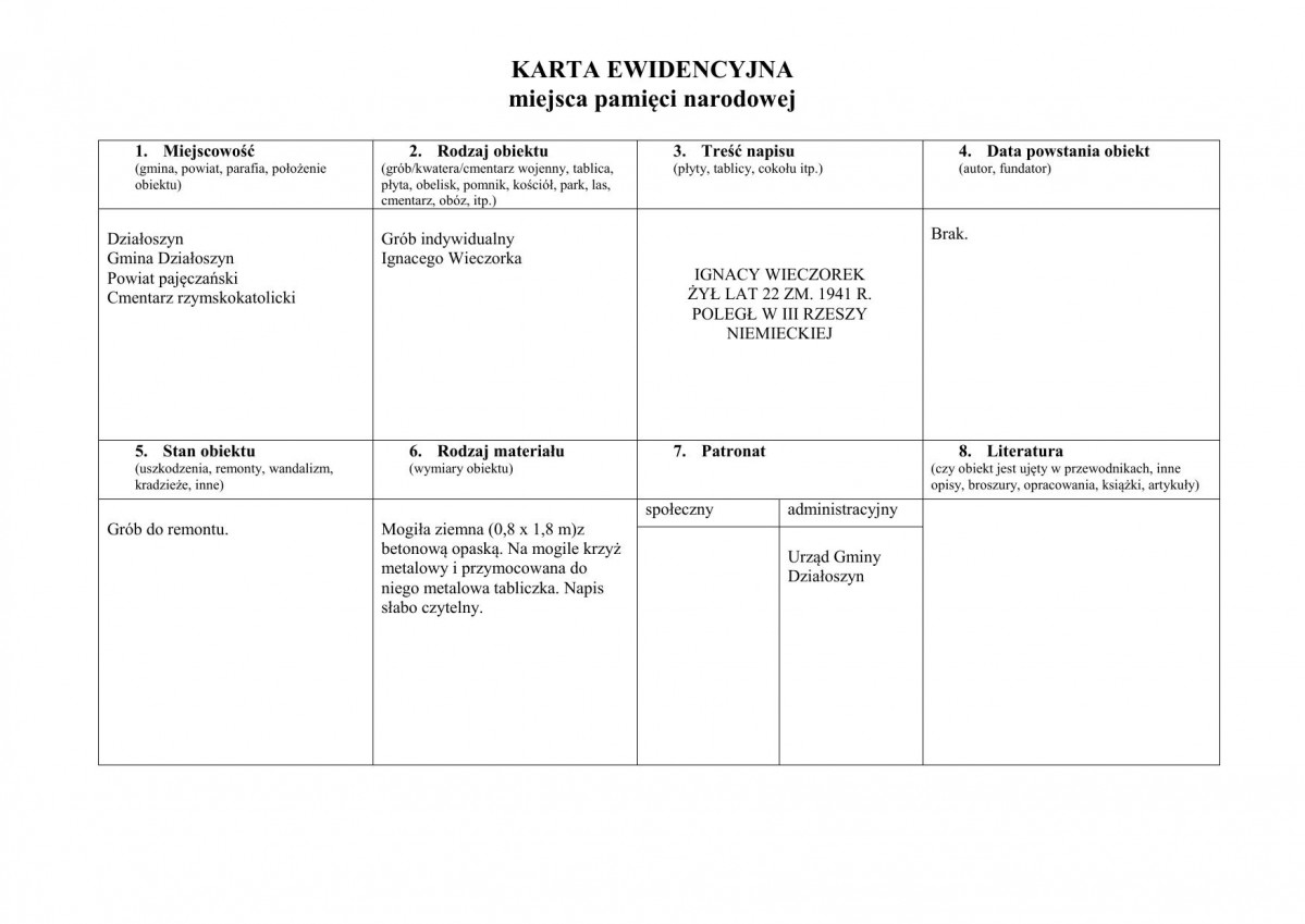 karta ewidencyjna, skan nr 1
