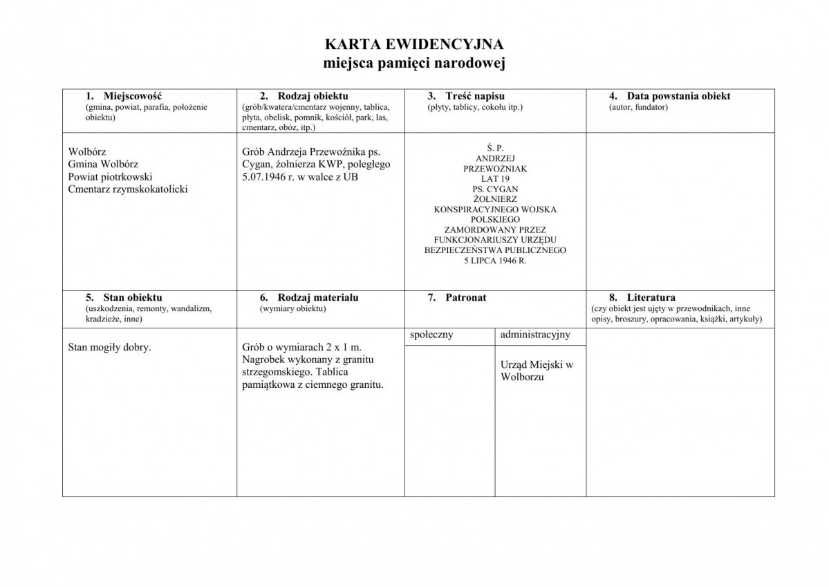 karta ewidencyjna, skan nr 1