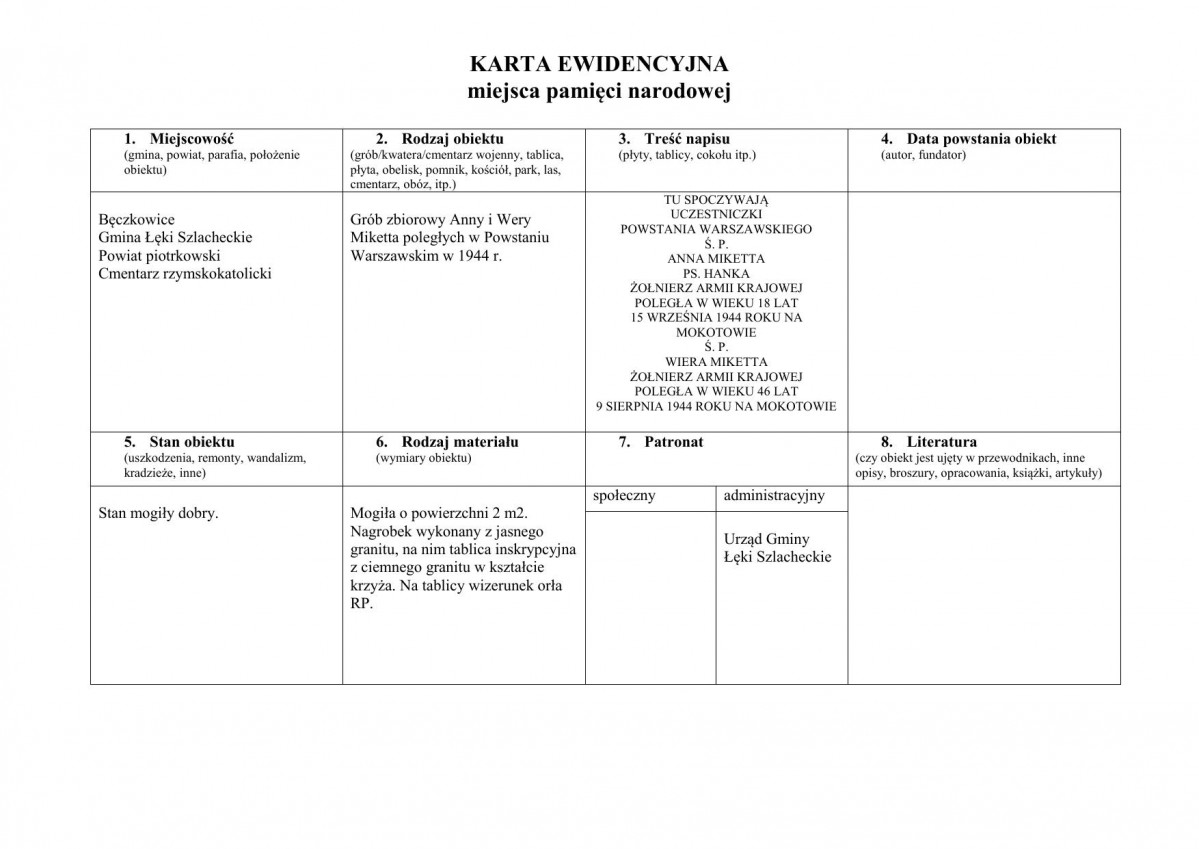 karta ewidencyjna, skan nr 1