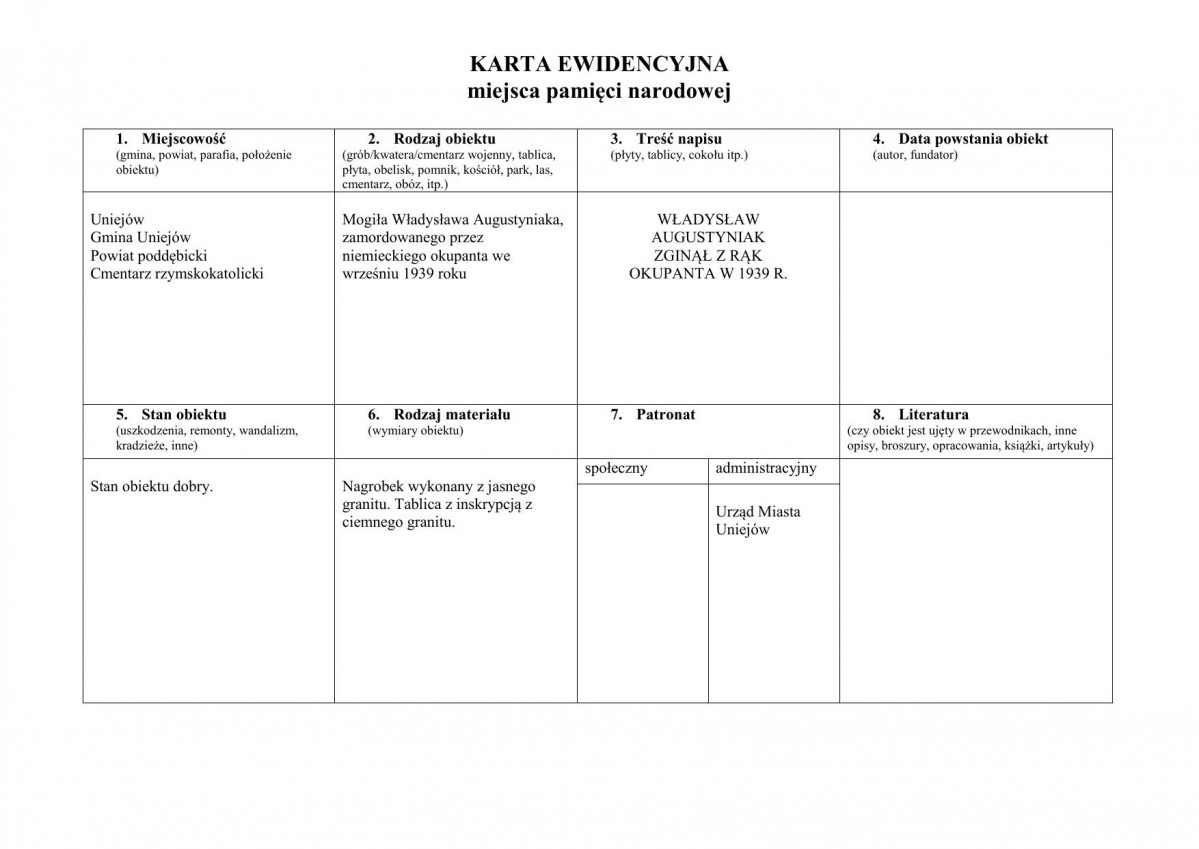 karta ewidencyjna, skan nr 1