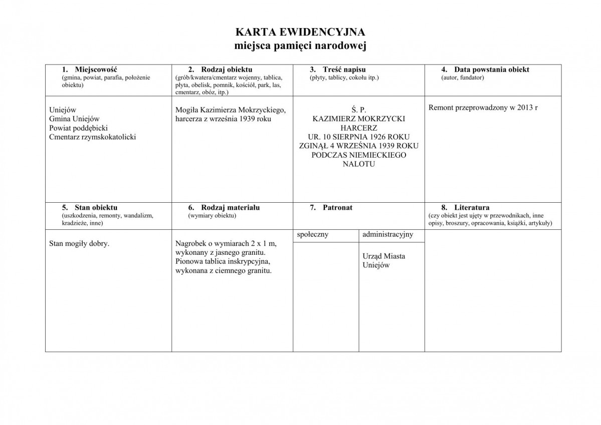 karta ewidencyjna, skan nr 1