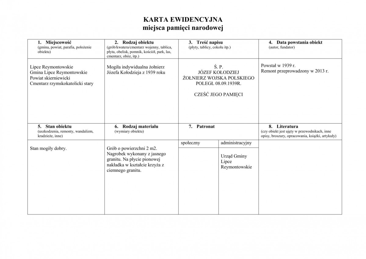 karta ewidencyjna, skan nr 1
