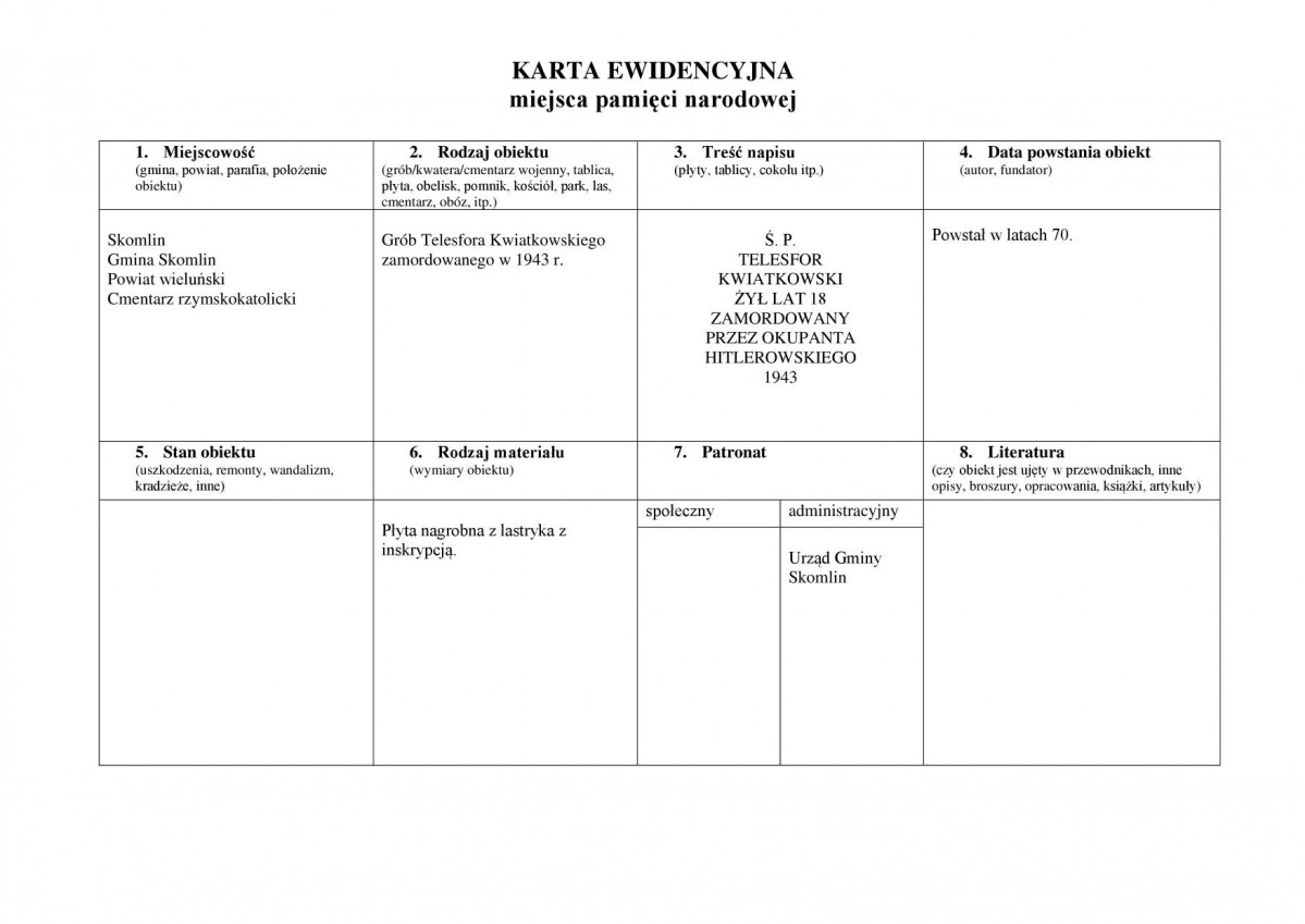 karta ewidencyjna, skan nr 1