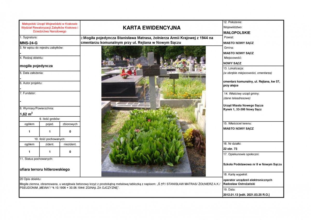 karta ewidencyjna, skan nr 1