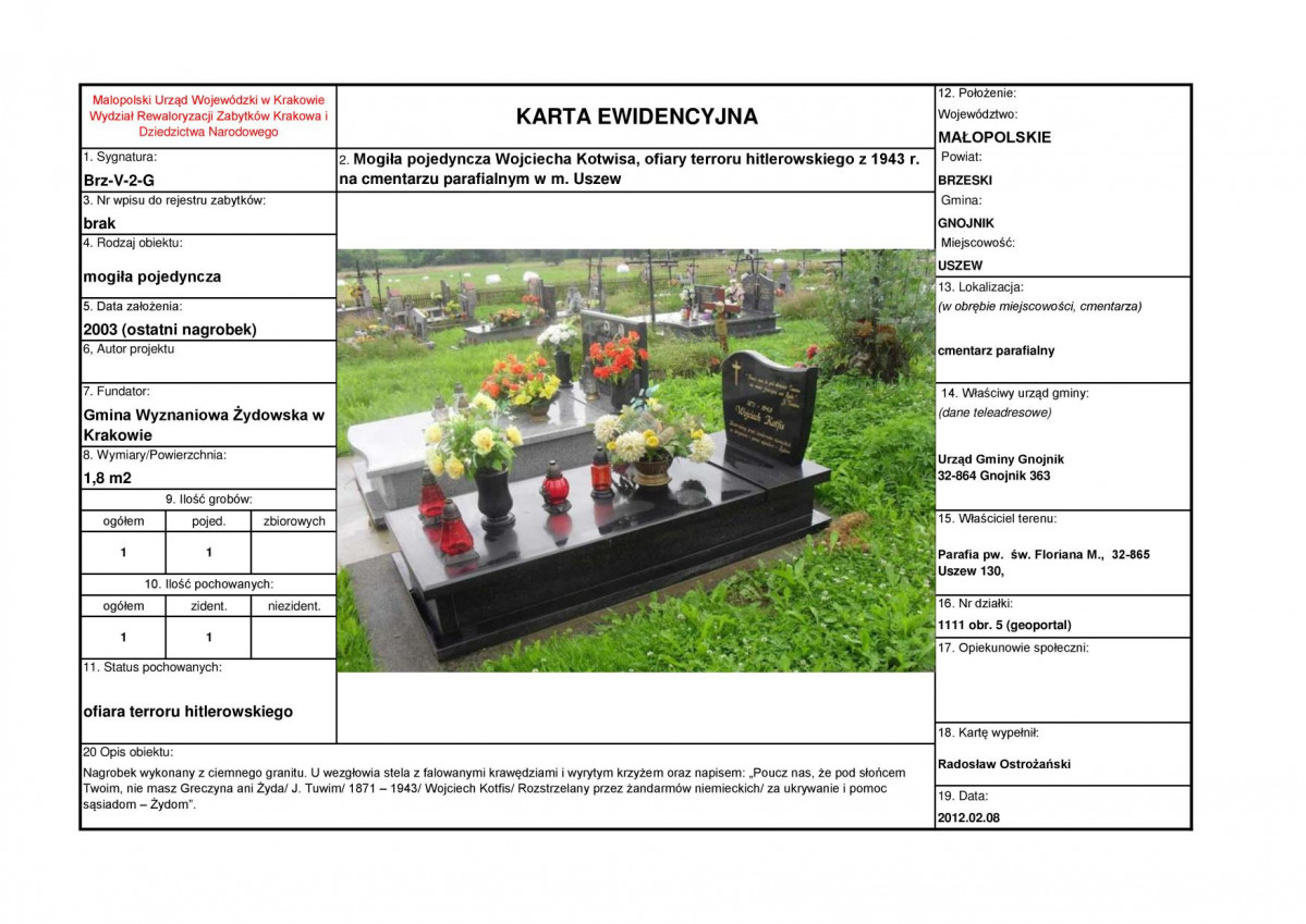 karta ewidencyjna, skan nr 1