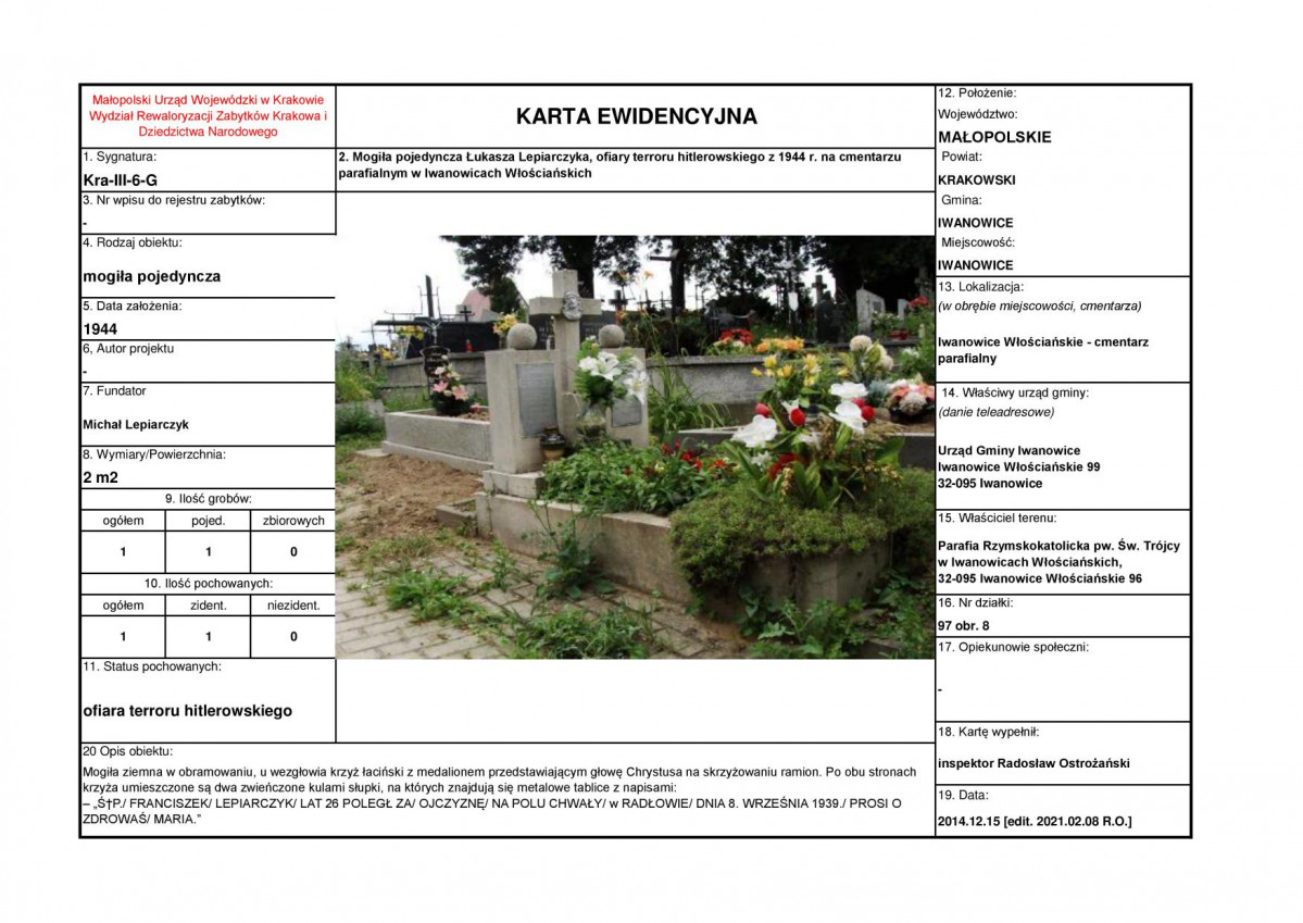 karta ewidencyjna, skan nr 1