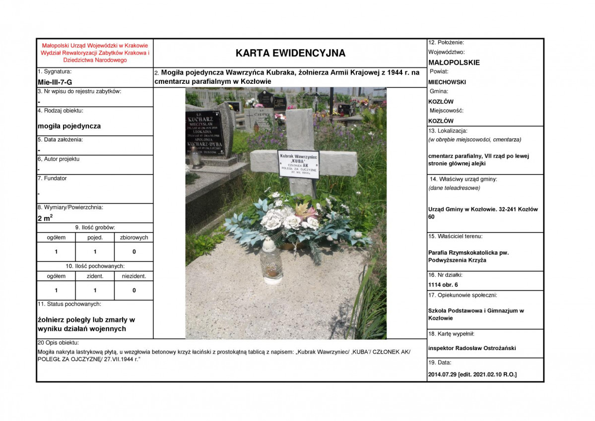 karta ewidencyjna, skan nr 1