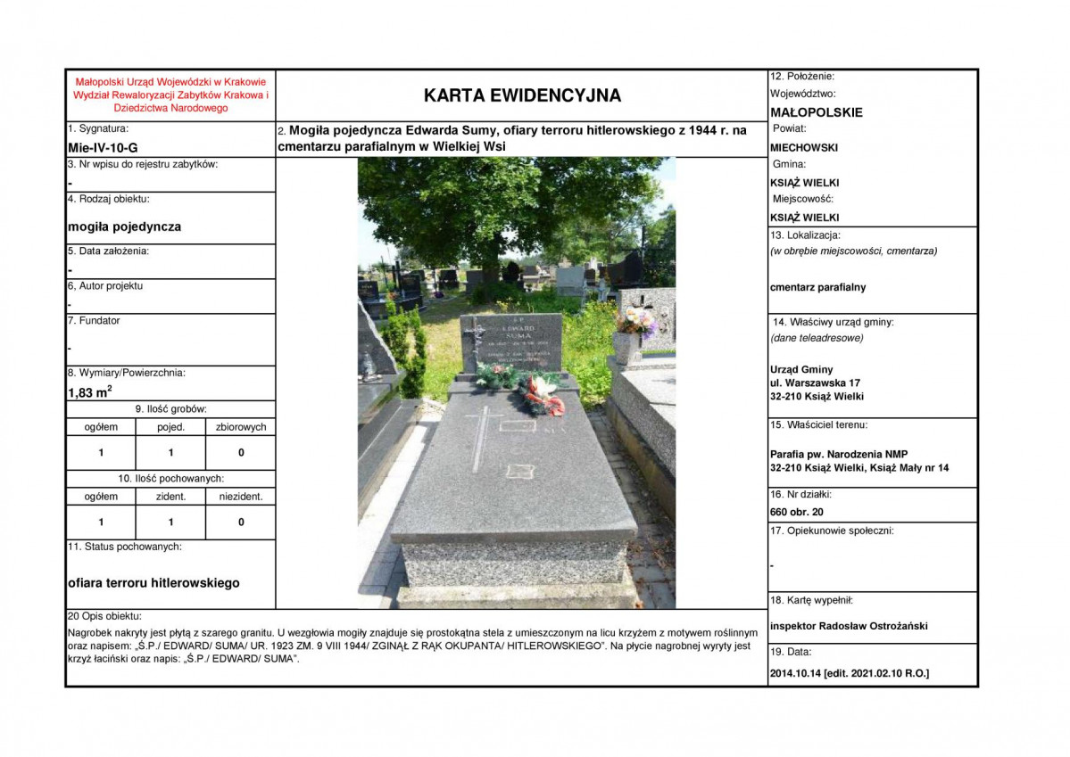 karta ewidencyjna, skan nr 1