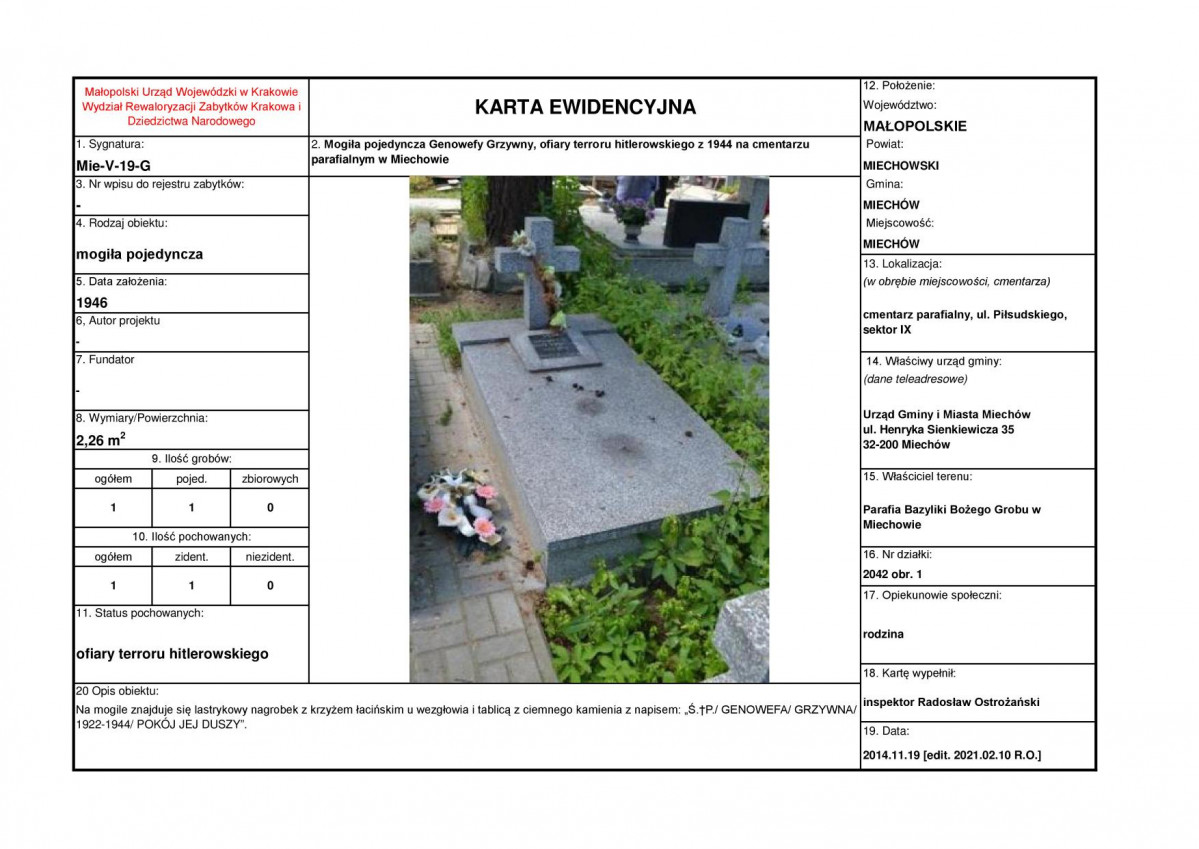 karta ewidencyjna, skan nr 1