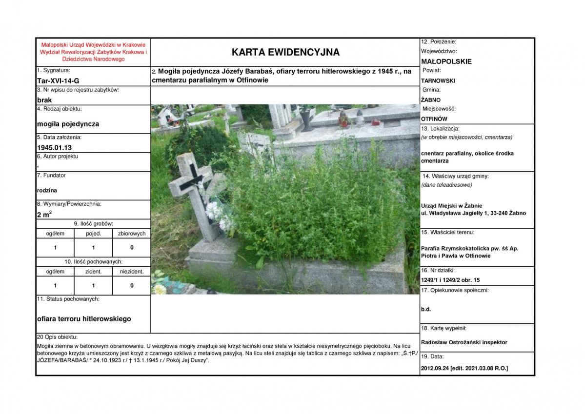 karta ewidencyjna, skan nr 1