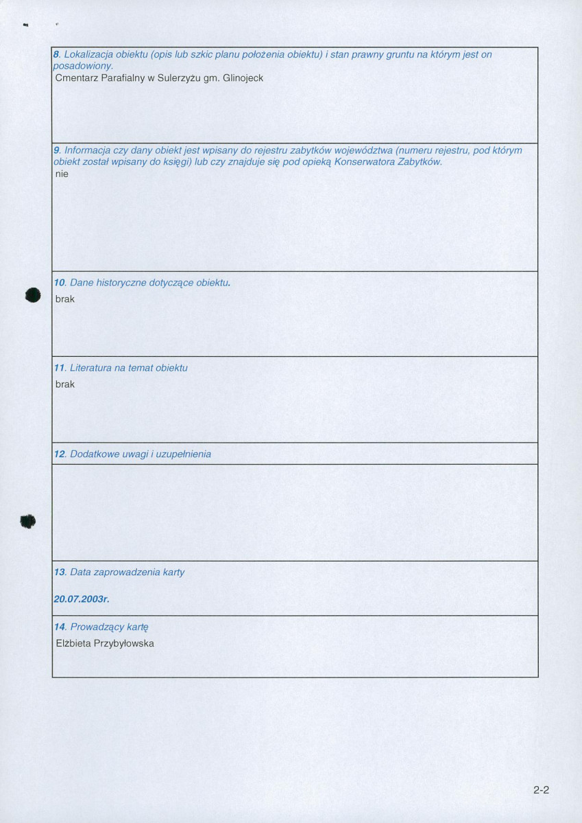 karta ewidencyjna, skan nr 2