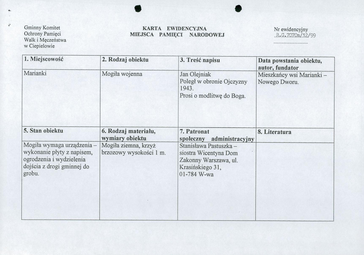 karta ewidencyjna, skan nr 1