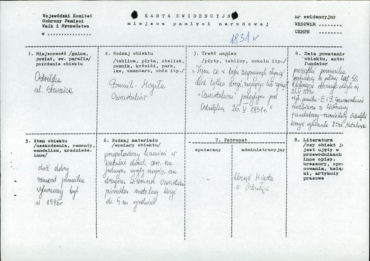 karta ewidencyjna, skan nr 1