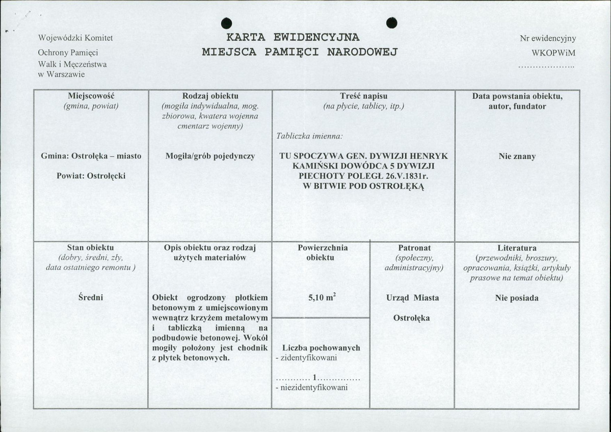 karta ewidencyjna, skan nr 1