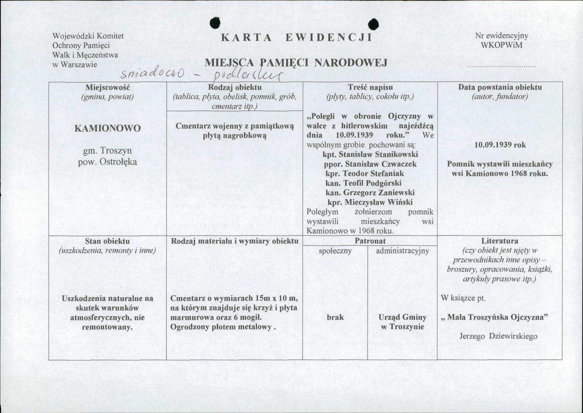 karta ewidencyjna, skan nr 19