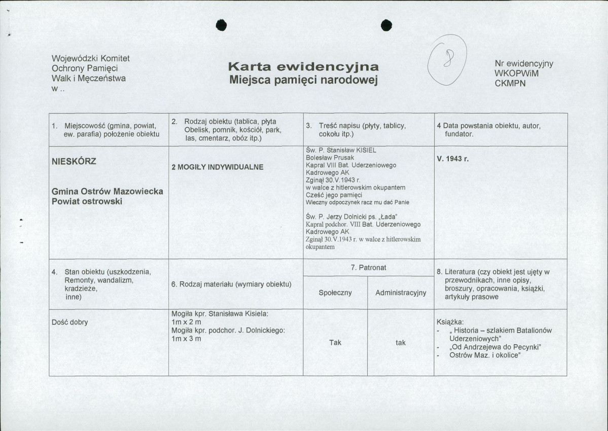 karta ewidencyjna, skan nr 1