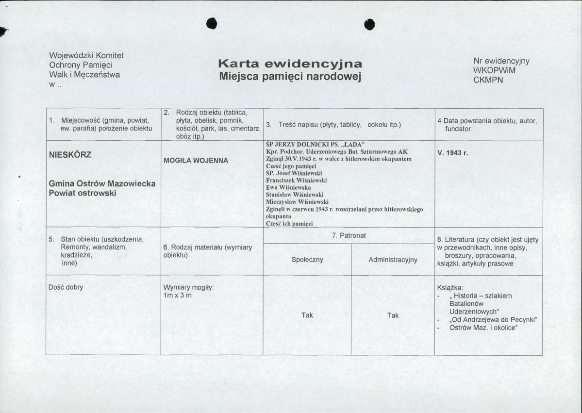 karta ewidencyjna, skan nr 1