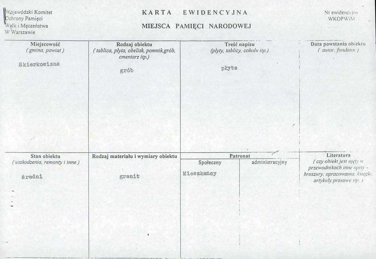 karta ewidencyjna, skan nr 1