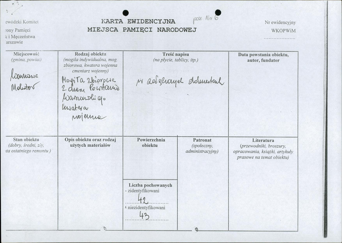 karta ewidencyjna, skan nr 1