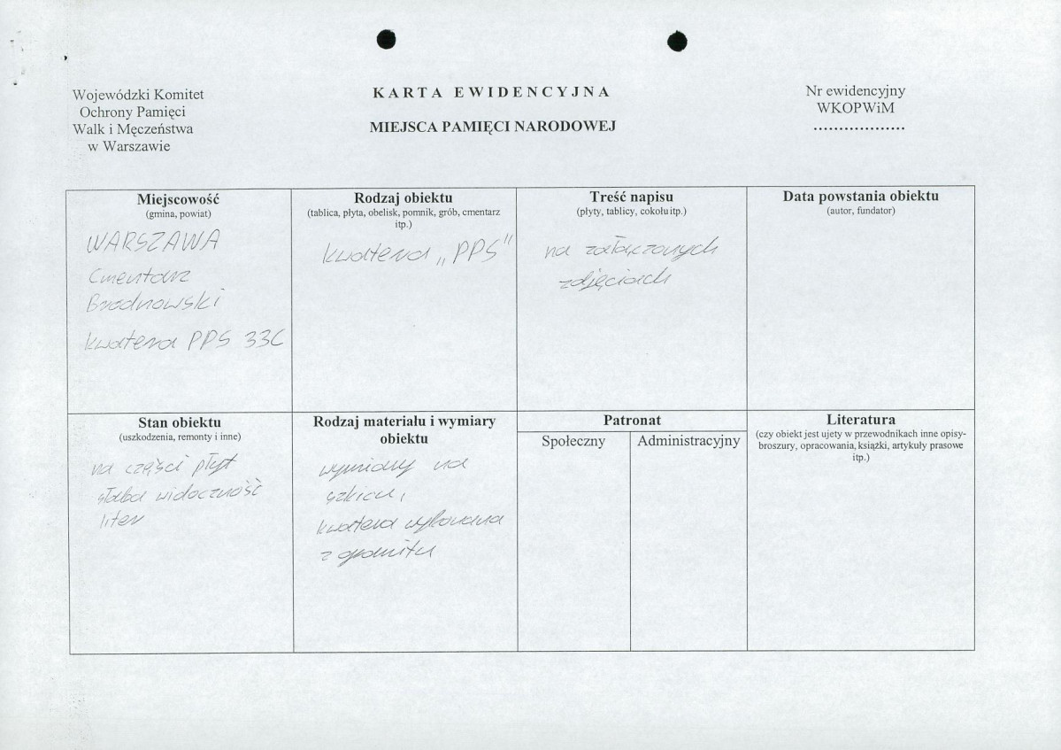 karta ewidencyjna, skan nr 1