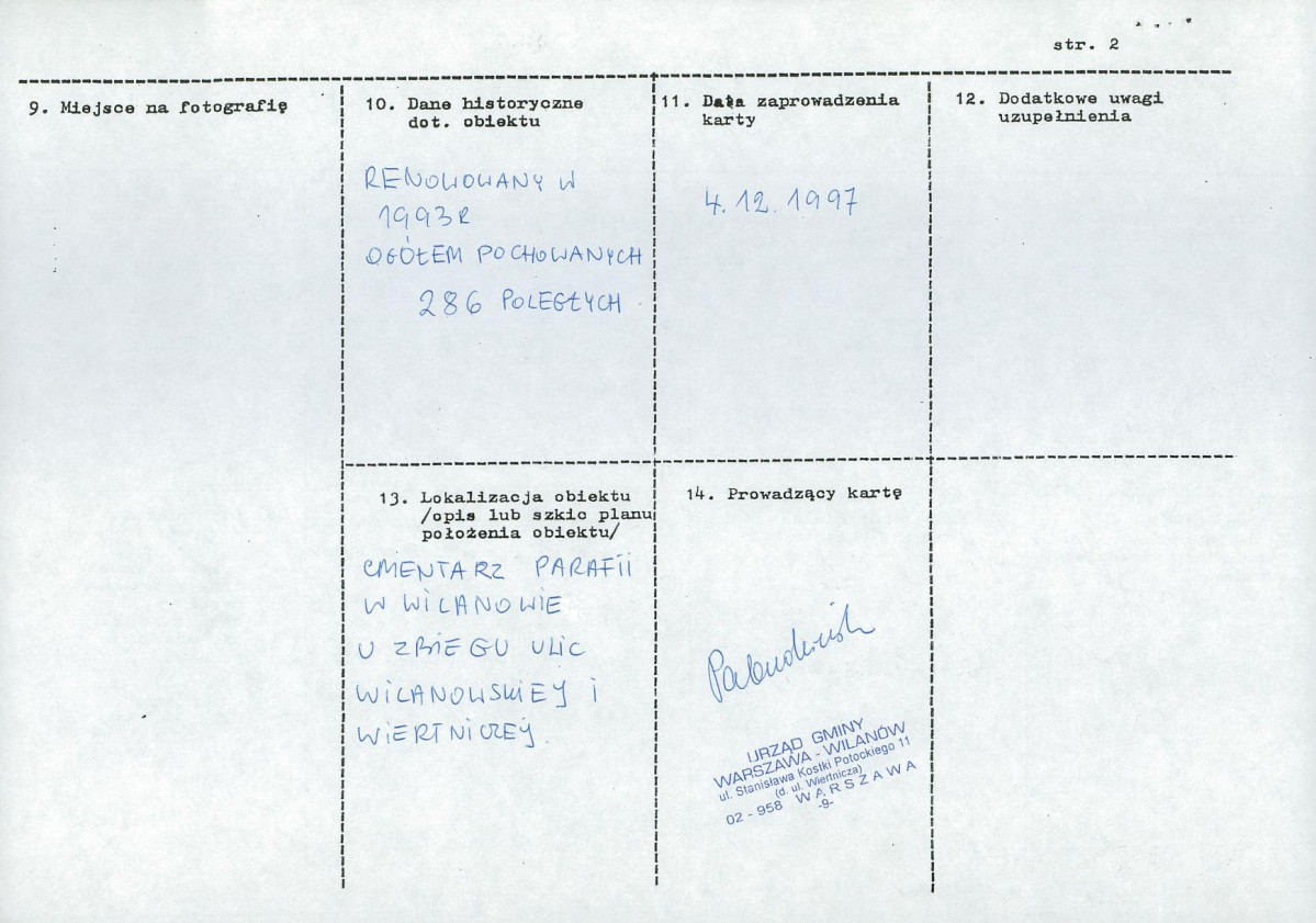 karta ewidencyjna, skan nr 2
