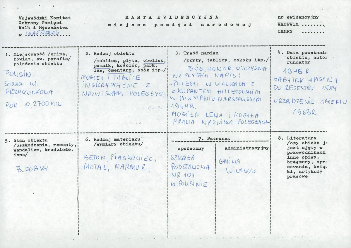 karta ewidencyjna, skan nr 1