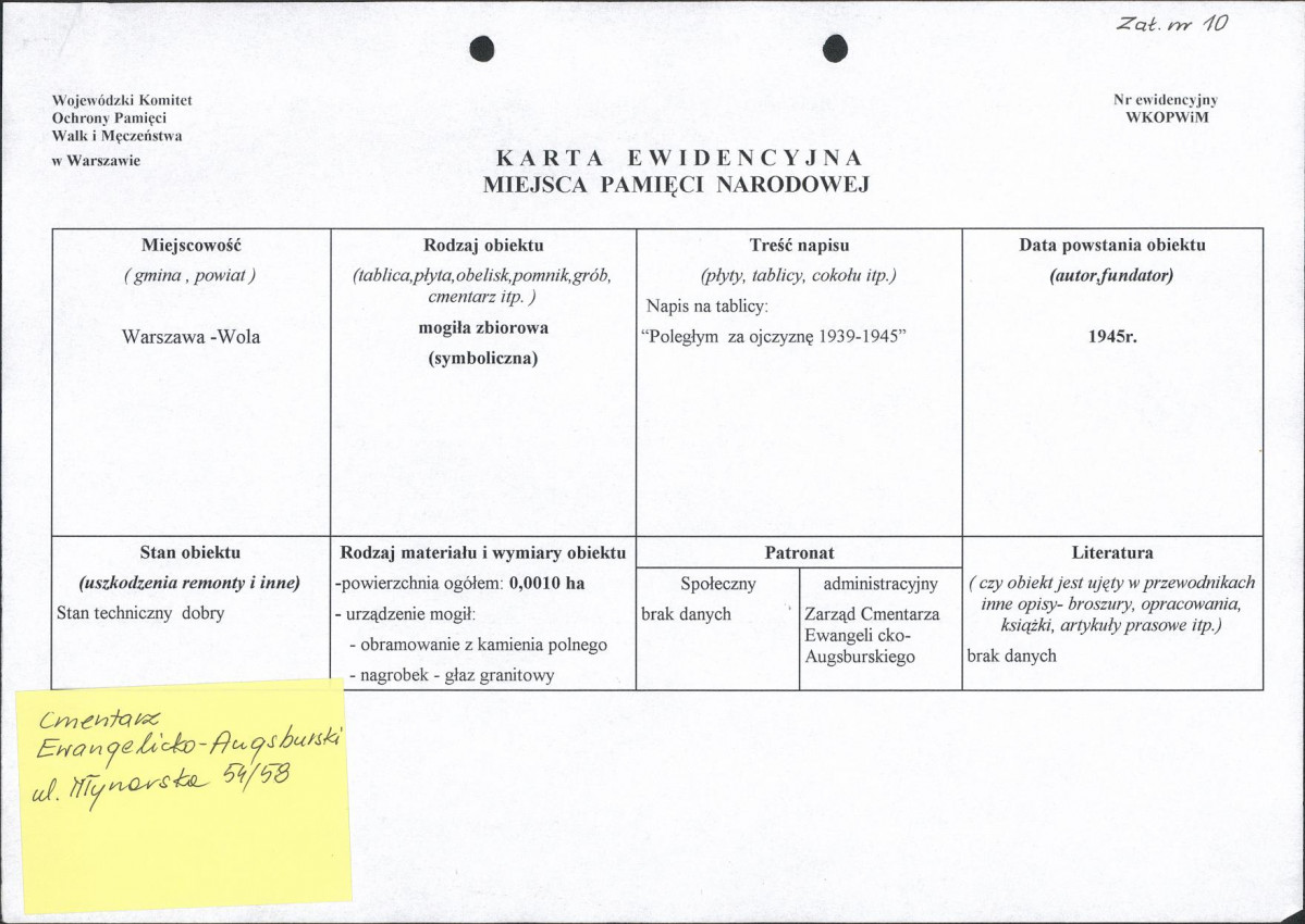karta ewidencyjna, skan nr 1