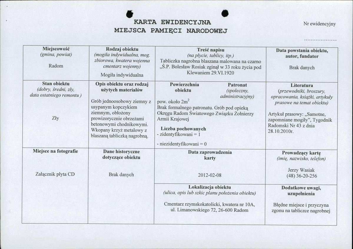 karta ewidencyjna, skan nr 1