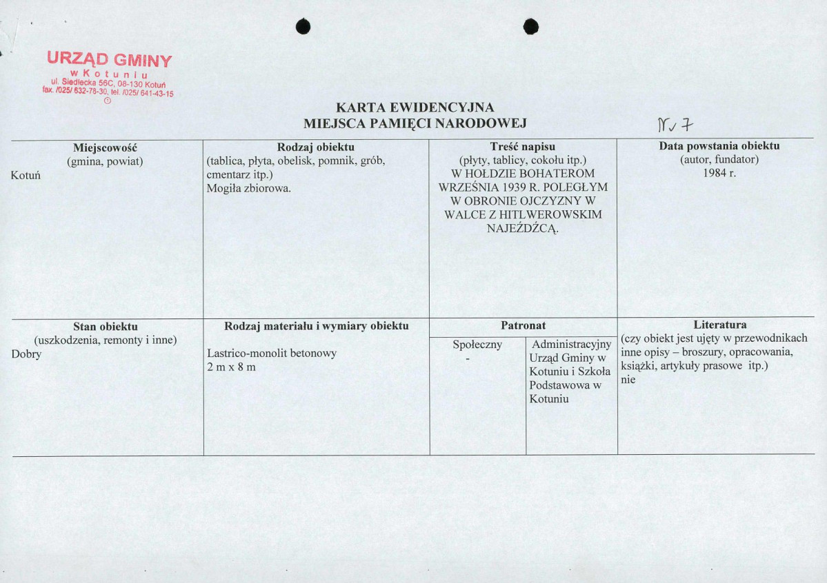 karta ewidencyjna, skan nr 1