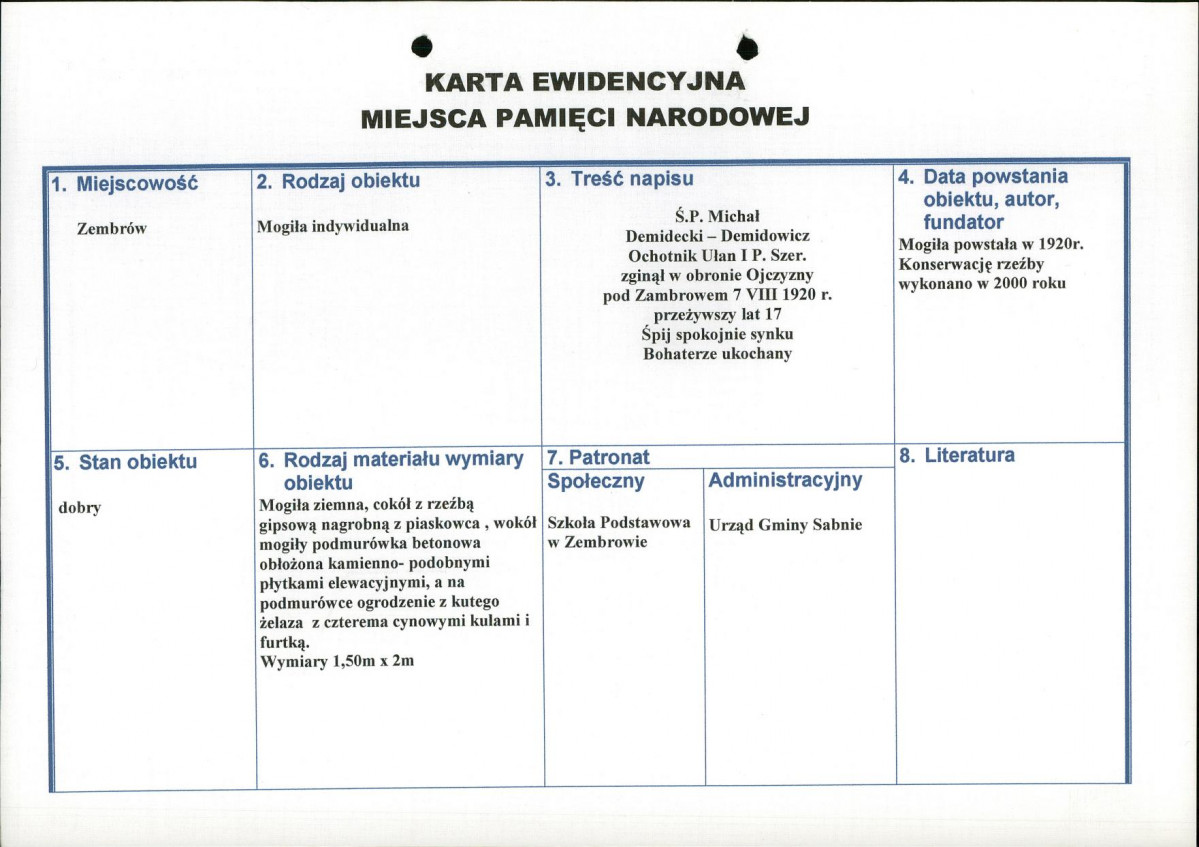 karta ewidencyjna, skan nr 1
