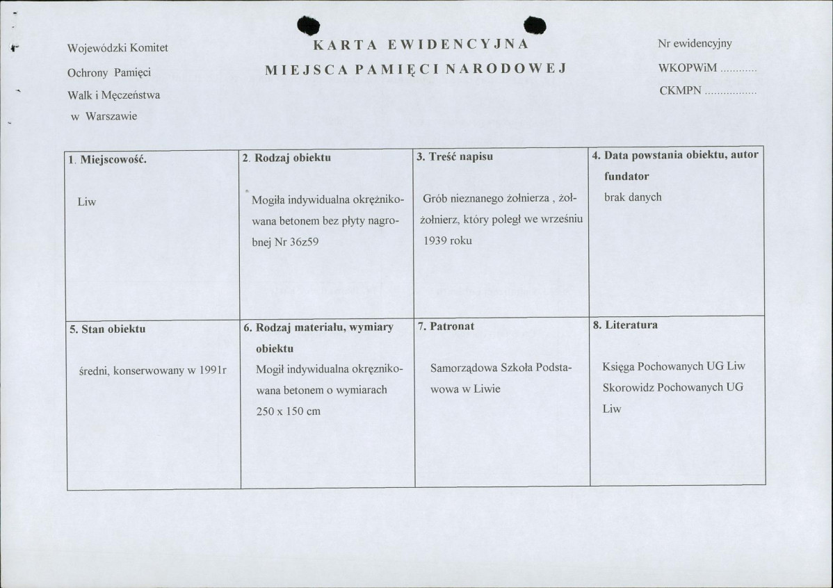 karta ewidencyjna, skan nr 1