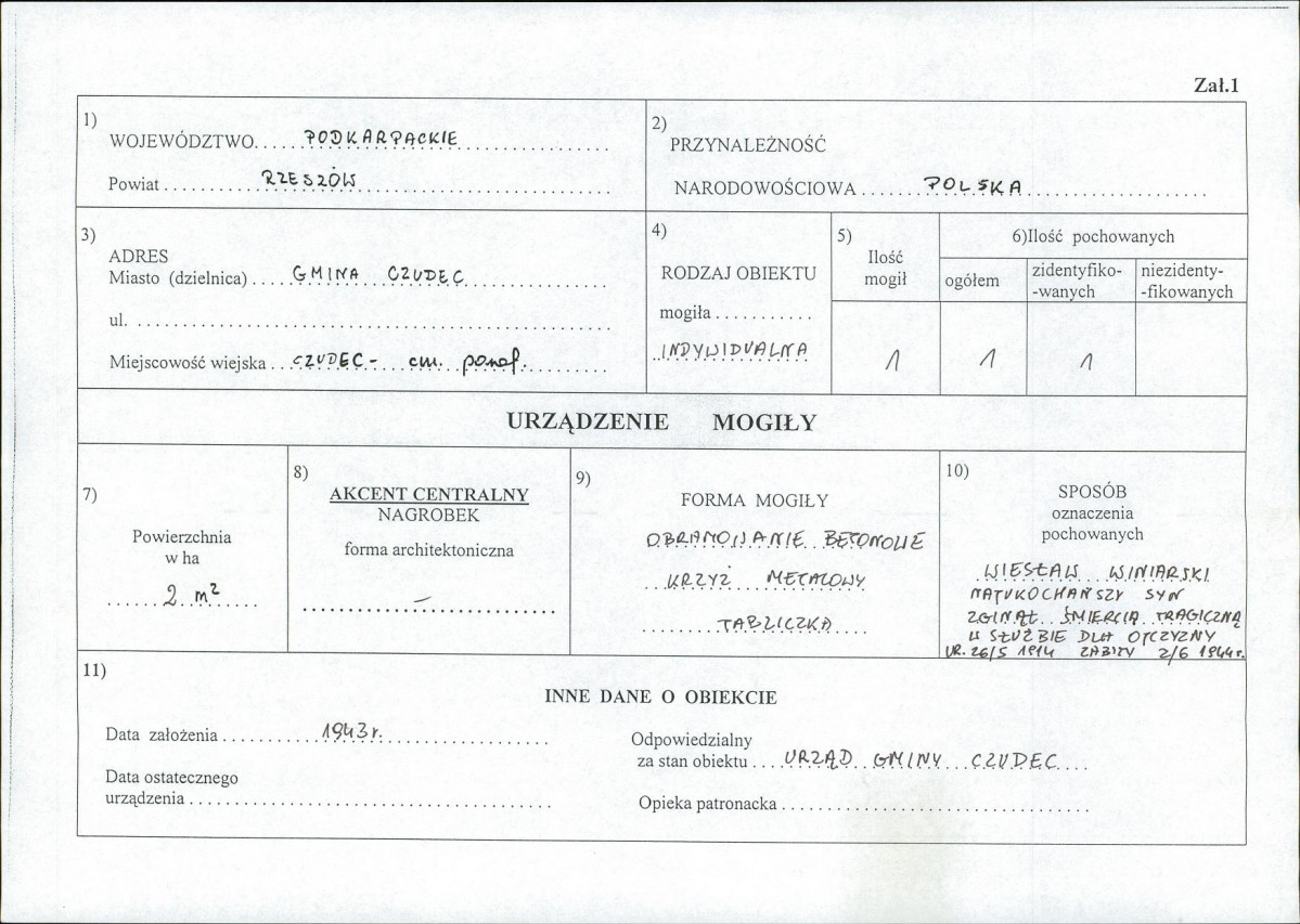 karta ewidencyjna, skan nr 1