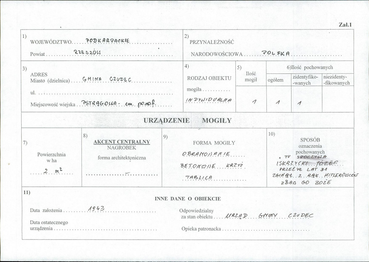 karta ewidencyjna, skan nr 1