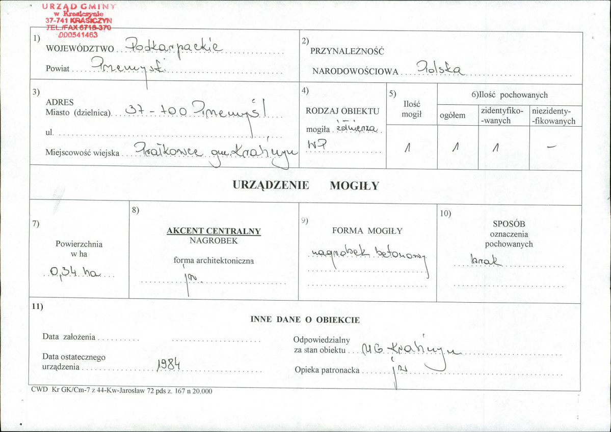 karta ewidencyjna, skan nr 1