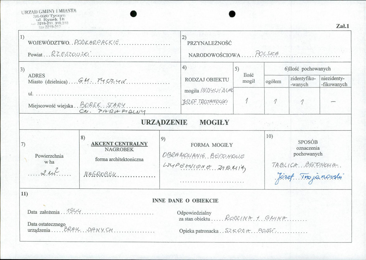 karta ewidencyjna, skan nr 1