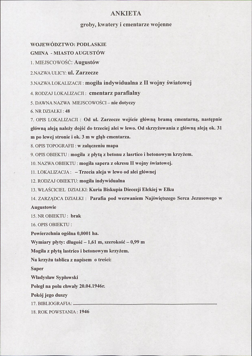 karta ewidencyjna, skan nr 2