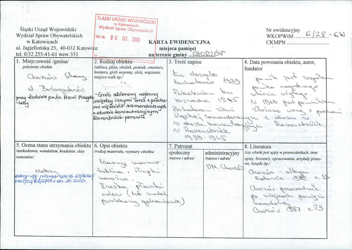 karta ewidencyjna, skan nr 1