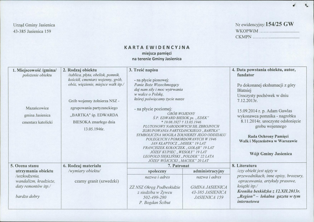 karta ewidencyjna, skan nr 1