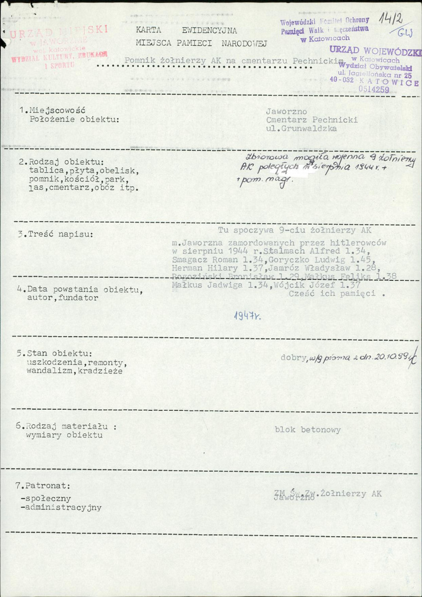 karta ewidencyjna, skan nr 1