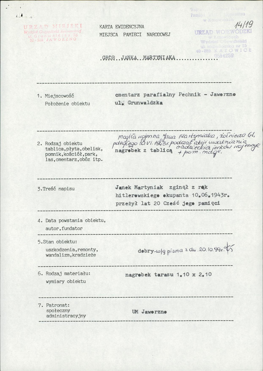 karta ewidencyjna, skan nr 1