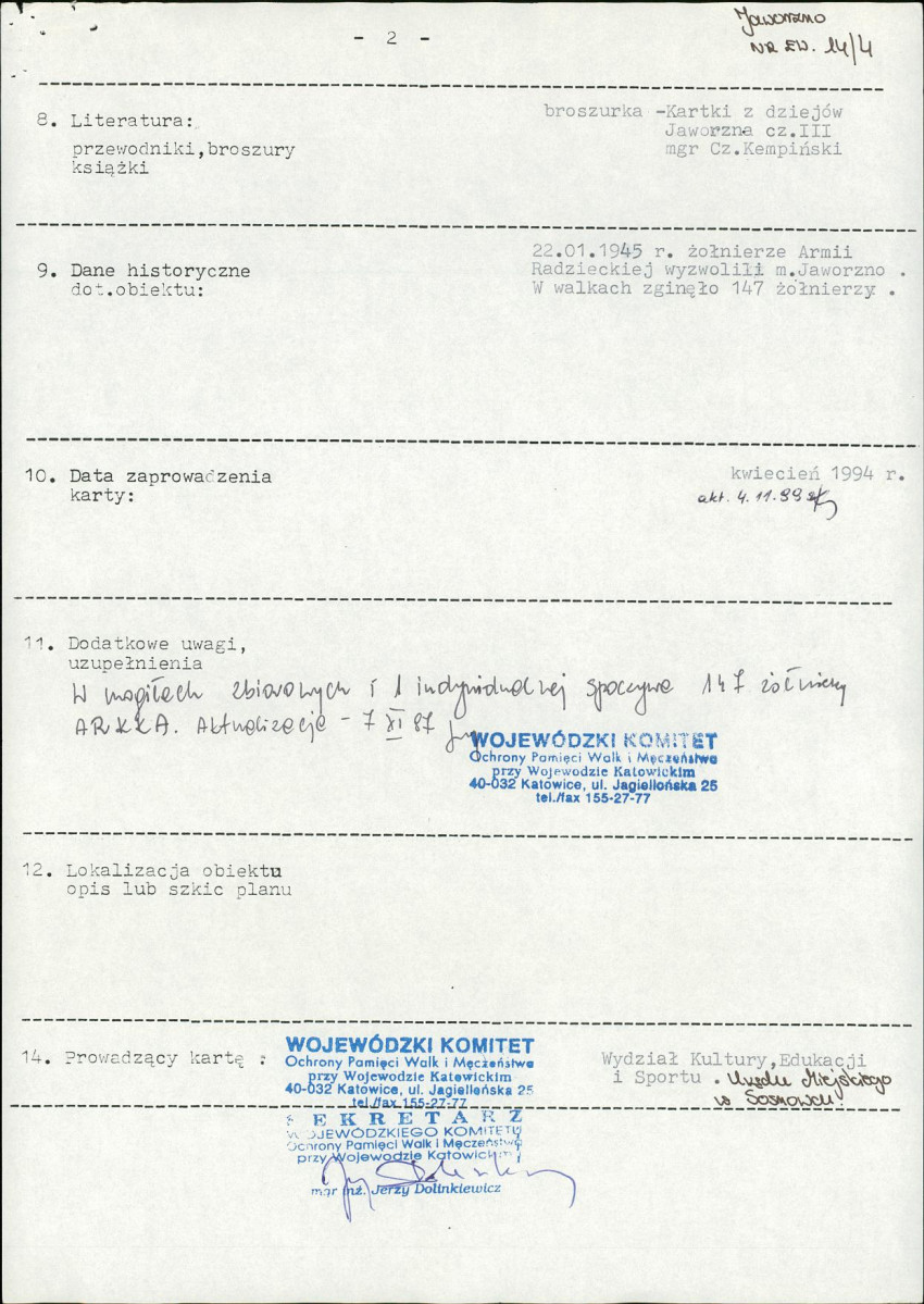 karta ewidencyjna, skan nr 2